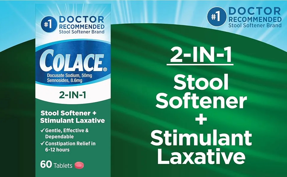 Colace 60 Count Stool Softener Plus Laxative Tablets and Fleet 50 Count Aloe Vera Glycerin Suppositories for Constipation Relief - product information 1