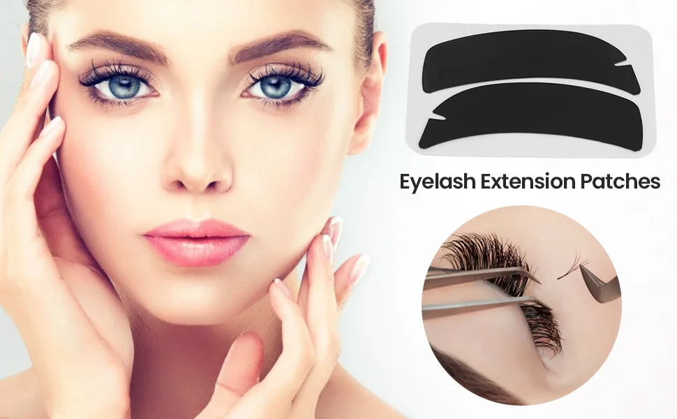 10 Pairs Reusable Silicone Eyelash Extension Patches with Flexible Notch Under Eye Gel Pads for Eyelash Perming and Extensions Suitable for Beauty Salons (Black) - Eye Treatment Gels