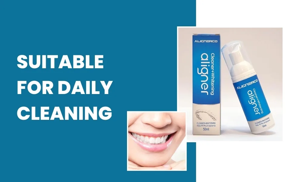 ALIGNERCO White Foam On-The-Go Clear Retainer Cleaner. Eliminates Bacteria Whitens Teeth & Fights Bad Breath - Aligner Cleaner