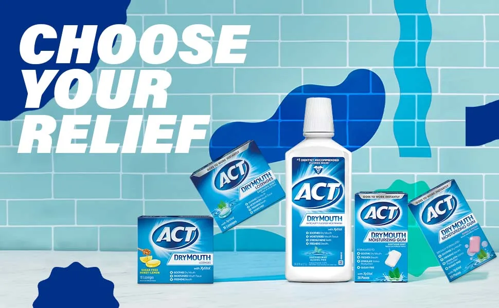 ACT Dry Mouth & Whitening Anticavity Zero Alcohol Fluoride Mouthwash Bundle Soothing Mint 33.8 fl. oz. & Gentle Mint 16.9 fl. oz. - product information 2