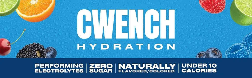 CWENCH HYDRATION Mix Rainbow Swirl 10 Count Zero Sugar Electrolyte Drink Packets with B Vitamins and Amino Acids NSF Certified for Active Lifestyles Convenient Single-Serve Hydration Pack Rainbow Swirl 0.25 Ounce (Pack  - Cwench Hydration