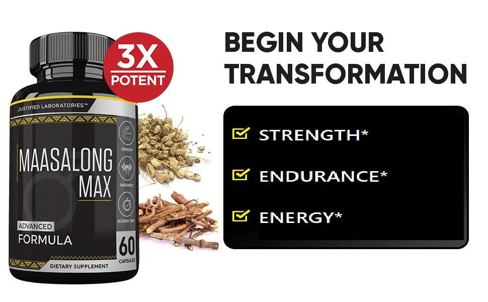 Justified Laboratories Maasalong Max 1600MG Advanced Men's Health Masalong Formula 60 Capsules - massalong