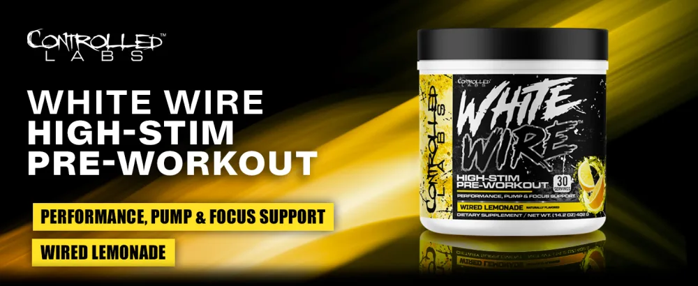 CONTROLLED LABS White Wire High-Stim Preworkout Powder with Creatine L-Citrulline and Caffeine 30 Servings Performance Pump & Focus Support Lemonade Wired Lemonade - Controlled Labs High Stim Preworkout drink lemonade flavored 30 servings per container