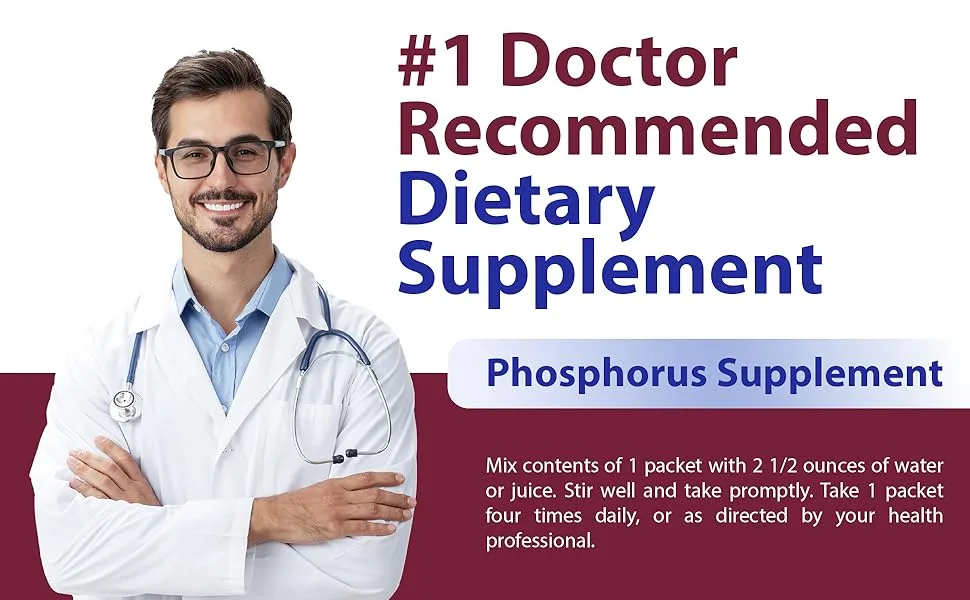 GeriCare Phosphorus Supplement Powder with Sodium & Potassium 100 Count Strawberry-Flavored 1.5g Packets for Bone Nerve and Muscle Support Easy-to-Mix Electrolyte Formula - GC-844-01 A_ 2