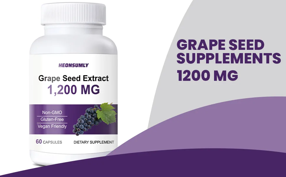 HEONSUMLY Grape Seed Supplement 1200mg Non-GMO Gluten-Free Vegan Friendly 60 Capsules - grape seed