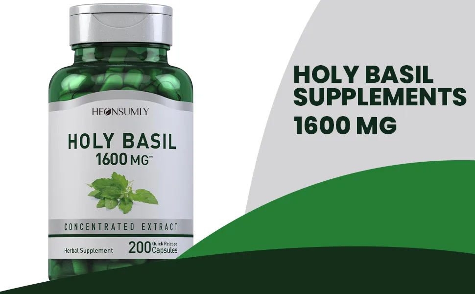 HEONSUMLY Holy Basil Supplement 1600 mg Holy Basil Leaf Extract 200 Capsules - Holy Basil