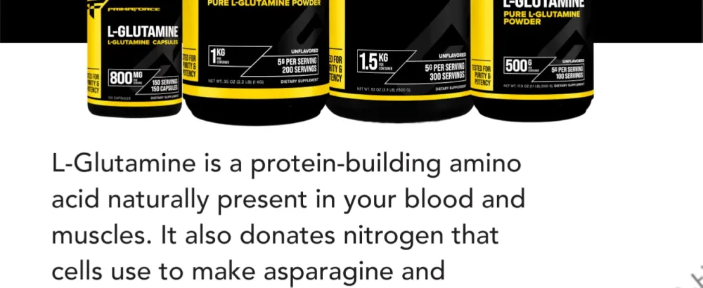 Primaforce L-Glutamine 800mg (150 Capsules) - L-Glutamine