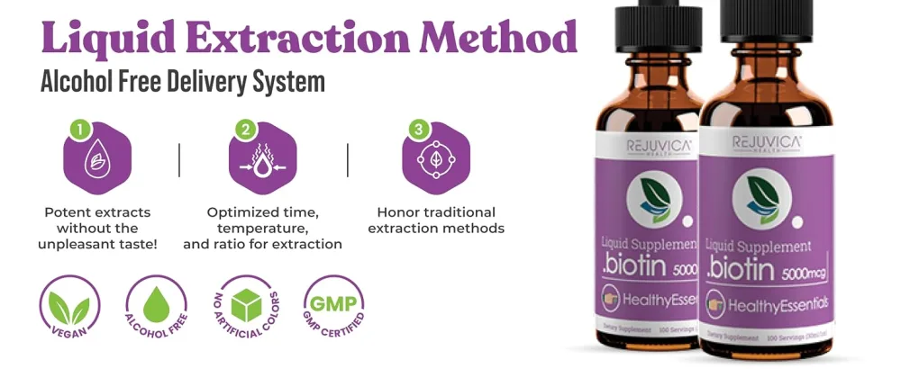 Rejuvica Health Active Biotin - Advanced Liquid Biotin Supplement - 5000mcg Support Hair Skin & Nails 1 - biotin 2oz