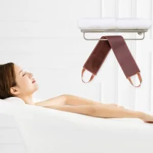Outanaya 1pc Back Stretching Belt for Tanning Oil Application Self-applicator Tool for Body Lotion Easy to Clean Brown Back Wiping Strip for Smooth Even Finish - product information 3