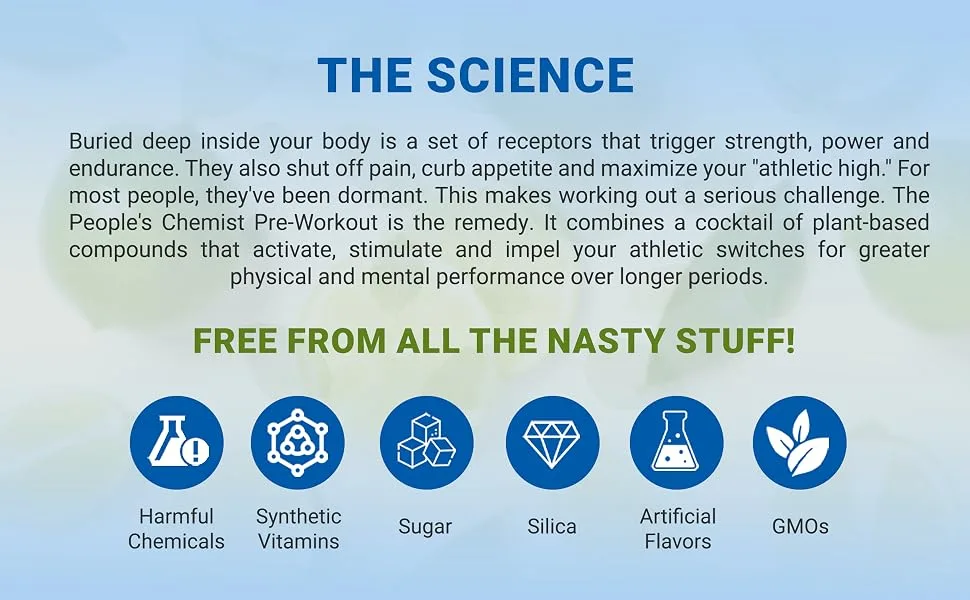 People's Chemist The Pre-Workout (Lime) - Natural Caffeine for Energy Focus & Endurance No Sugar No Artificial Ingredients Lime Flavor - The People's Chemist - The Science - Free from All the Nasty Stuff!