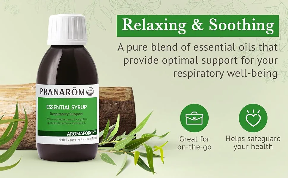 Pranarom - Aromaforce Essential Syrup 5oz - Soothing Fomula Including Fig Syrup Citrus Ecualyptus Scotch Pine - respiratory supplements eucalyptus health support supplement