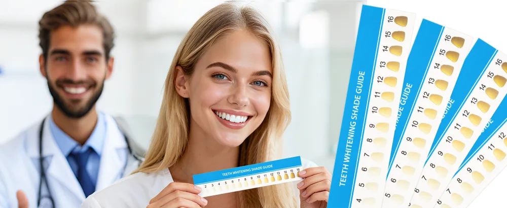 AUEAR 20 Pack Teeth Shade Guide Whitening Chart Tooth Color Cards White - Teeth Whitening Shade Guide