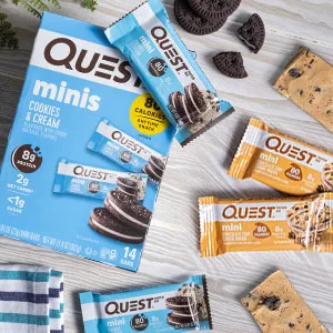 Quest Nutrition Mini Cookies & Cream Protein Bars High Protein Low Carb Keto Friendly 14 Count & Cheese Crackers Cheddar Blast High Protein Low Carb - product information 4