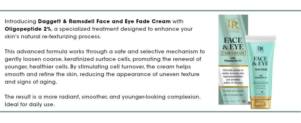 Daggett & Ramsdell Face and Eye Fade Cream with Oligopeptide 2% 4 oz. - Hyperpigmentation and Wrinkle Treatment Safe for Sensitive Skin - FACE AND EYE 2 WEB