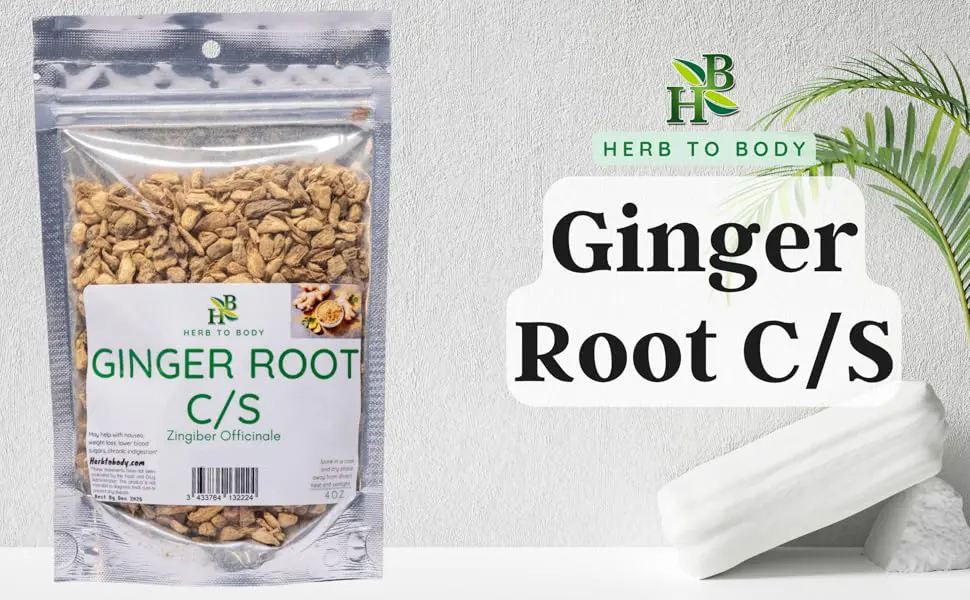Herb To Body Ginger Root C/S | Cut & Sifted | Zingiber Officinale | Wildcrafted | 4oz - Ginger Root C/S