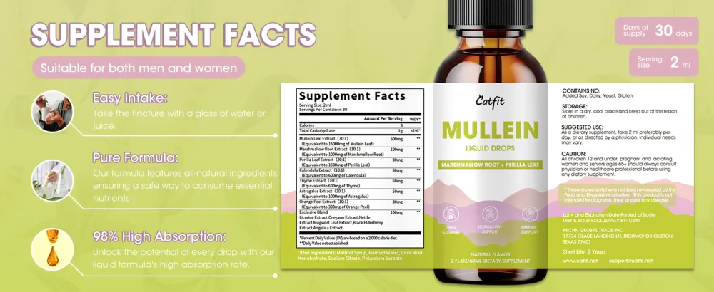Mullein Drops for Lungs Mullein Leaf Extract with Marshmallow Root Perilla & Astragalus for Respiratory Support Immune Boost & Lung Detox Natural Herbal Formula Vegan 2 fl oz 2 Fl Oz (Pack of 1) - caftif mullin leaf drops for lung cleanse