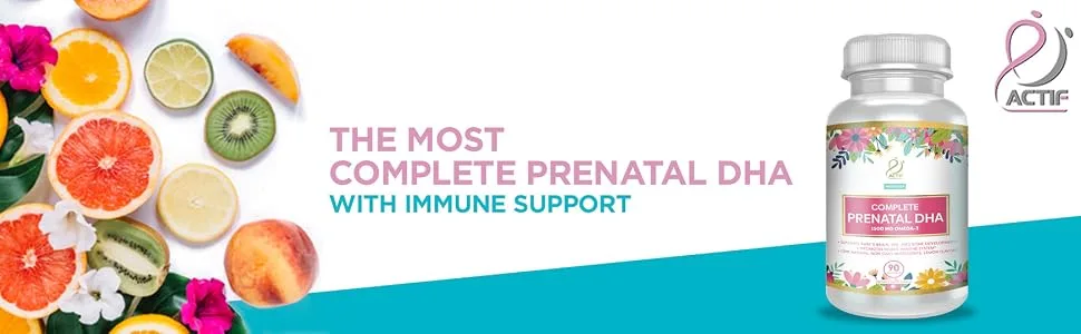 Actif Complete Prenatal DHA with 1500mg Omega-3 100% Natural Organic DHA EPA Omega 3 - Non-GMO 90 Gummies - product information 1