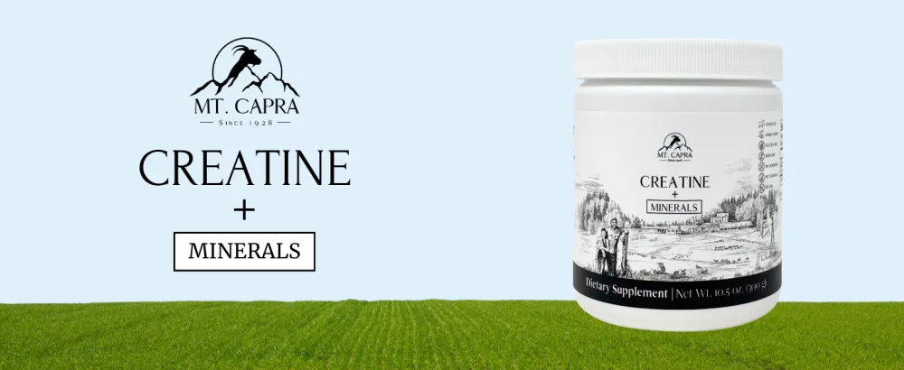 Mt. Capra Creatine + Minerals | 5 g Creatine Monohydrate with Goat Whey Mineral Concentrate | Enhance Hydration and Cellular Performance | 40 Servings - Creatine + Minerals