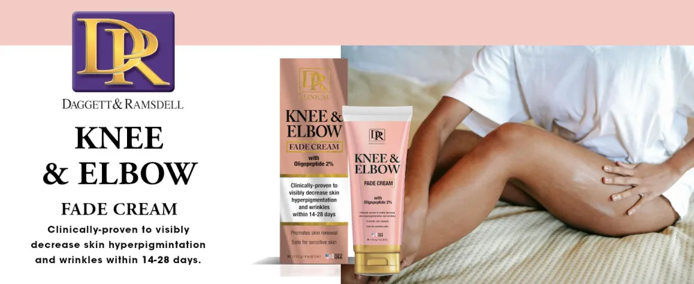 Daggett & Ramsdell Knee and Elbow Fade Cream with Oligopeptide 2% 4 oz. - Hyperpigmentation and Wrinkle Treatment Safe for Sensitive Skin - KNEE ELBOW 1 WEB