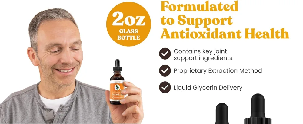 Healthy Essentials Turmeric - Turmeric Root Extract with Natural Curcumin - Liquid Delivery for Better Absorption - Supports Joint Health - Turmeric joint support 2oz