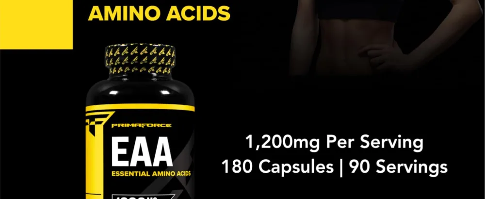 Primaforce EAA Capsules 1200mg 180 Capsules 90 Servings - Essential Amino Acids - Non-GMO Gluten Free & Vegitarian Friendly - PrimaForce EEA (Caps)