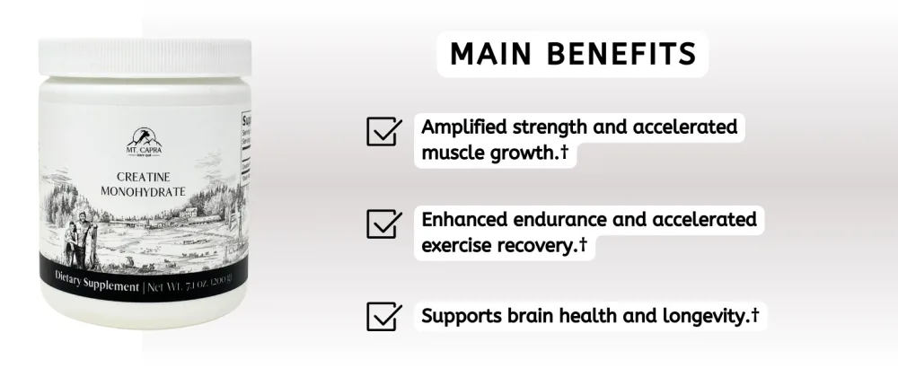 Mt. Capra Creatine | 5 g Creatine Monohydrate | Enhance Endurance and Cellular Performance | 40 Servings - Creatine Monohydrate