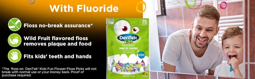 ACT Kids Anticavity Fluoride Toothpaste Wild Watermelon 4.6 oz. Bundle with DenTek Kids Fun Flossers Wild Fruit 90 Count - product information 7