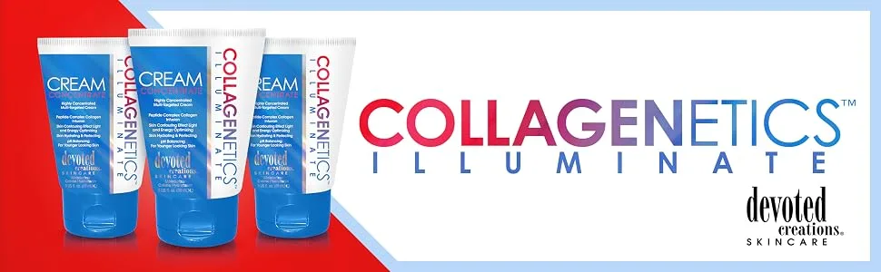 Devoted Creations Collagenetics Illuminate Cream Concentrate 3oz - Highly Concentrated Multi-Targeted Cream Skin Hydrating & Perfecting pH Balancing For Younger Looking Skin - Collagenetics Illuminate Cream Concentrate