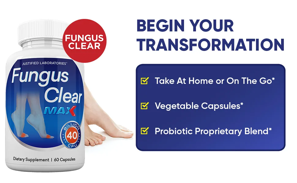 Justified Laboratories (3 Pack) Fungus Clear Max Pills 40 Billion CFU Probiotic 180 Capsules 60 Count (Pack of 3) - Fungus Clear Max