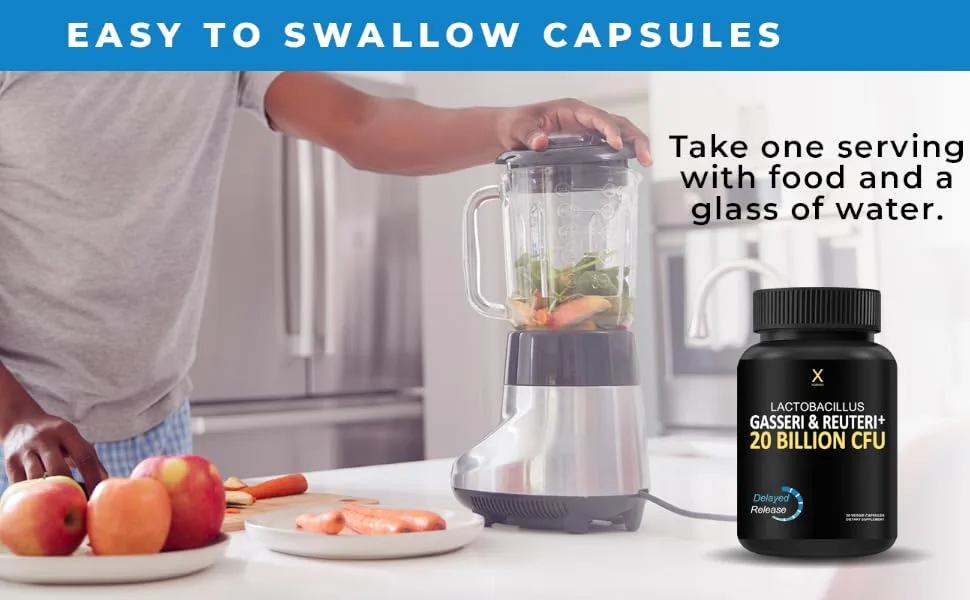 HUMANX Lactobacillus Gasseri & Reuteri+ 20 Billion CFU Plus Organic Prebiotics and Punicaligans - Probiotic Supplements - USA Made - Non-GMO - Performance Driven Delayed Release Capsule - Stomach acids can destroy probiotics before they get to their destination