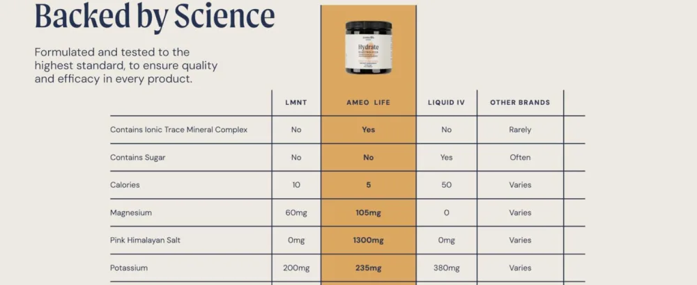 Ameo Life Hydrate Electrolyte Powder Clean No Sugar Mineral-Rich Hydration Blend for Energy Performance & Recovery - 30-Servings Passion Mango Orange - electrolyte minerals vitamins hydration