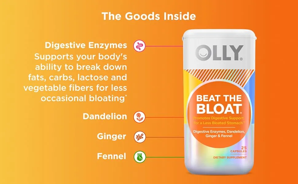 OLLY Ultra Strength Sleep Softgels with Melatonin Magnesium & Botanicals Plus Beat The Bloat Capsules for Digestive Support - 60 & 25 Count - product information 6