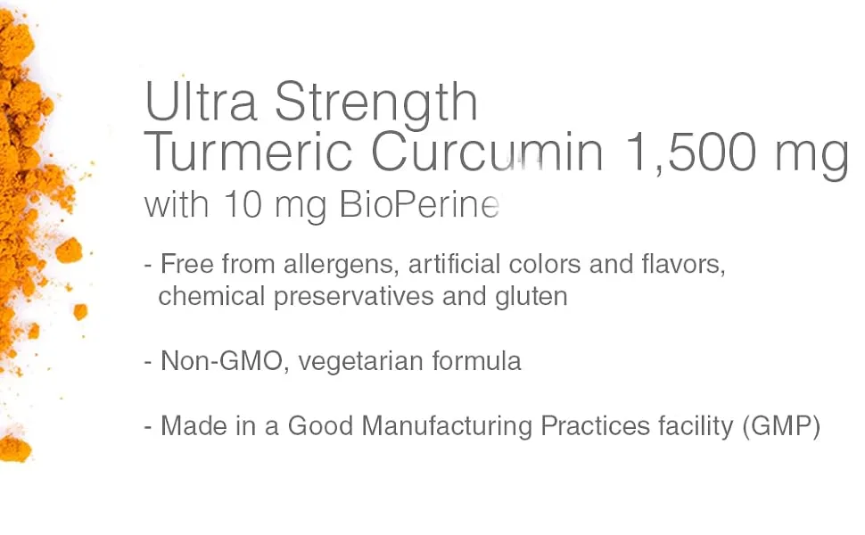 4 TOP CARE Turmeric Curcumin General Wellness Dietary Supplement Vegetarian Capsules 1 500 mg 90 Count - Ultra Strength