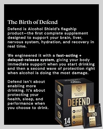 Defend Hangover Supplement | Dual-Phase Alcohol Recovery & Liver Support | Feel Better After Drinking | Probiotic & Digestive Support | Next-Day Balance & Focus | 14 Single-Serve Sachets - product information 5