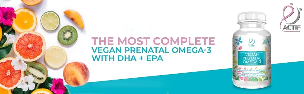 Actif Organic Vegan Prenatal Omega-3 with High Strength Algae Oil Formula 100% Natural Gluten-Free Non-GMO 90 Count 120 - vegan