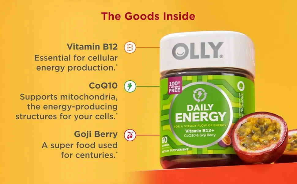 OLLY Gummy Active Immunity+Elderberry 45 Gummies Berry Flavor & Daily Energy Gummy Tropical Flavor 60 Count - product information 6