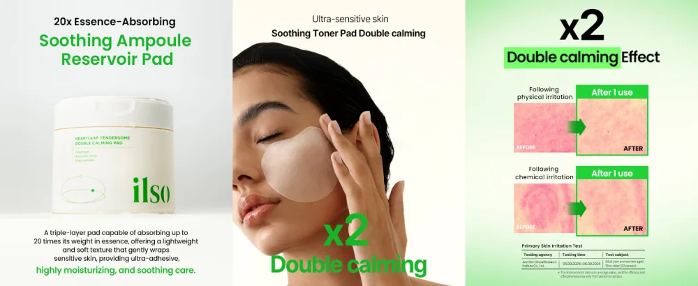 ILSO Heartleaf Tendersome Double Calming Pad Sensitive Skin Soother - product information 1