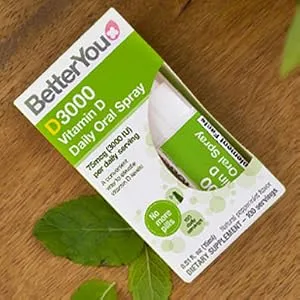 BetterYou Vitamin D3 Spray Liquid Immune Support Supplement 3000 IU Strength per Single Spray 0.507 Fl Ounce (100 Sprays) Peppermint - Dlux 3000