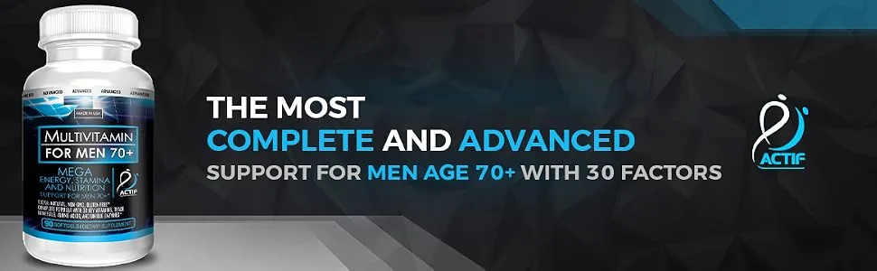 ACTIF Multivitamin for Men Age 70+ with 30 Advanced Factors Non GMO Made in USA 90 Count - men 70