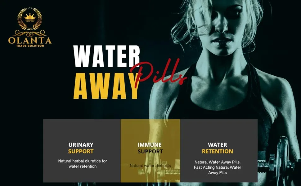 Water Away Supplement - Natural Support Immune System Water Away Gentle Herbal Support Water Retention Tart Cherry - 1 Bottle 60 Capsules - Water Away Complex