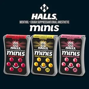 Halls Minis Honey Lemon Flavor Sugar Free Cough Drops 48 Drops - image