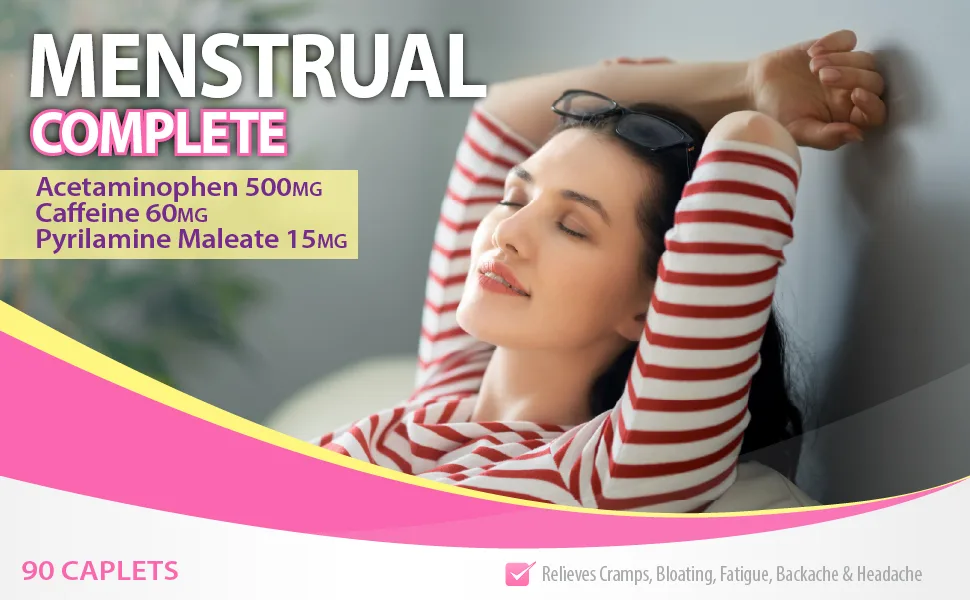 HealthA2Z Menstrual Complete Pain Relief Tablets | Relieves Cramps Bloating Fatigue Backache & Headache (90 Counts) - FPA159 - Main image