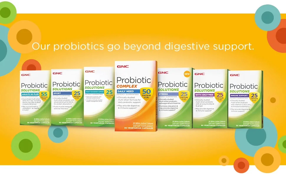 GNC Probiotic Complex Daily Need Supplement Provides Digestive and Immune Support 50 Billion CFUs 60 Vegetarian Capsules 60 Servings - Main