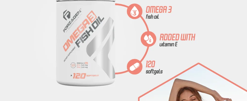 Forzagen Essentials Omega 3 Fish Oil Supplement 120 Softgels EPA 360mg DHA 240mg Vitamin E Daily Dietary Support - vegan protein powder