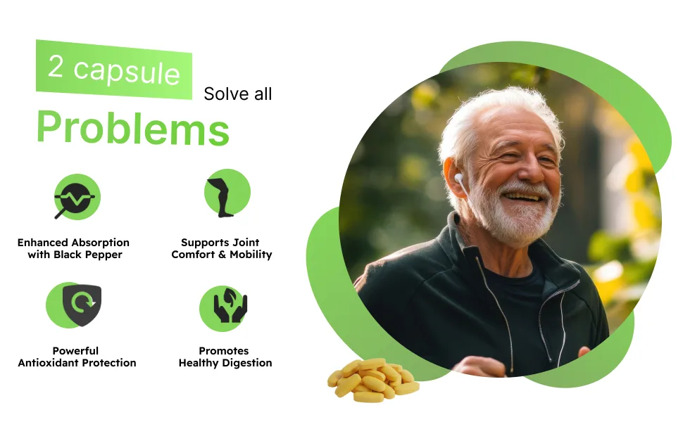 Turmeric Curcumin 750mg Natural Support for Joint Non-GMO 60 Capsules - Green life capsule beneifit