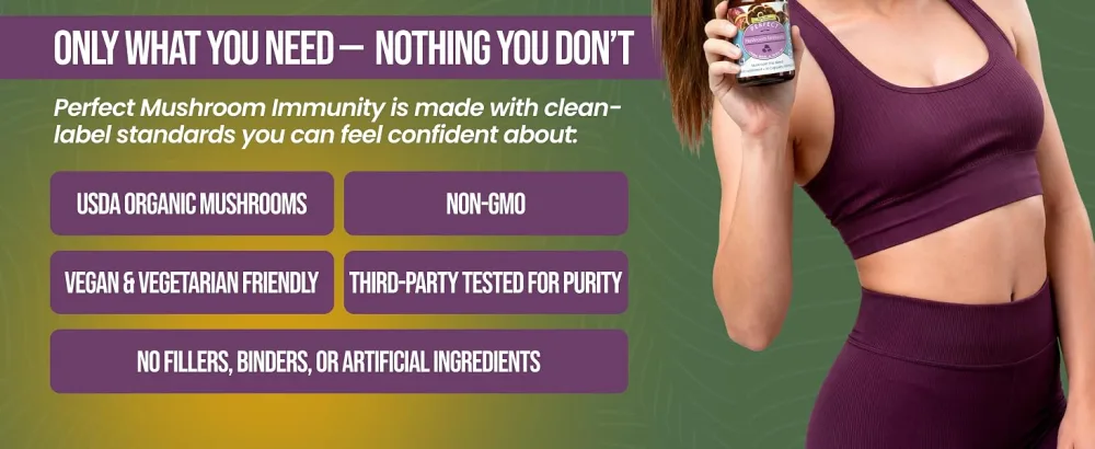 Perfect Supplements - Mushroom Immunity - 90 Capsules - aplus content image
