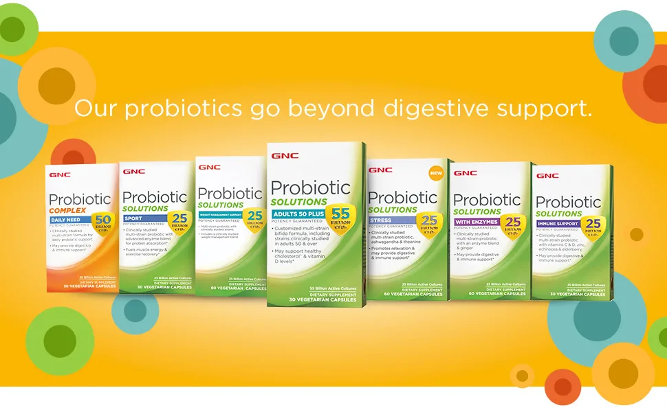 GNC Probiotic Solutions Adults Customized Vegetarian Formula for Adults 50+ Supports Digestive and Immune Health 30 Capsules - Main