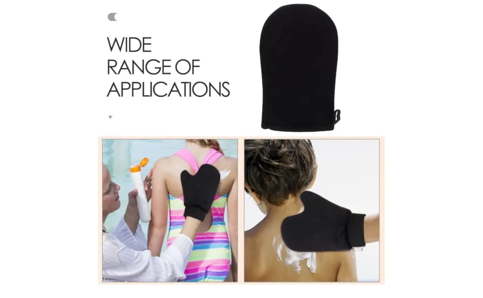 MERRYHAPY Self Tanner Glove Mitt Back Applicator for Body Lotion Plush Easy to Use Safety Tanning Glove Black - product information 2