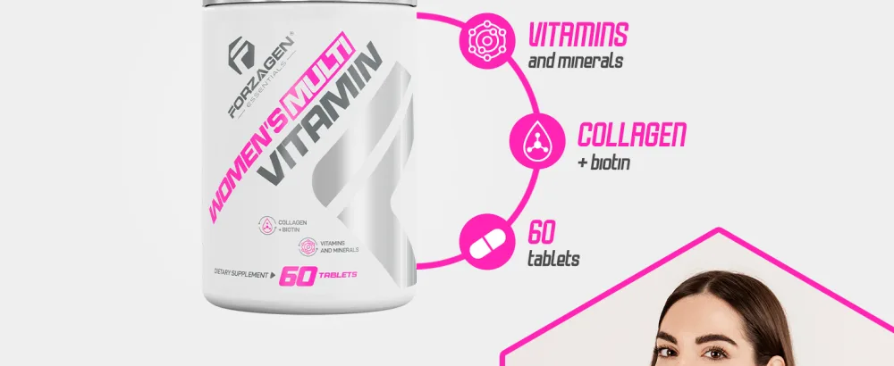 Forzagen Essentials Women's Multi Vitamin with Collagen and Biotin Complete Vitamin and Mineral Supplement 60 Tablets - vegan protein powder