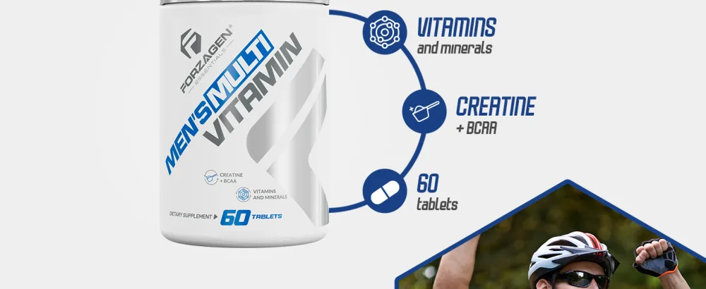 Forzagen Essentials Men's Multivitamin with Creatine and BCAA Complete Vitamin and Mineral Complex 60 Tablets - vegan protein powder